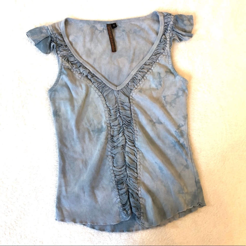 Language LA Vintage Blue Tie-Dye Tank Top Shirt Sm